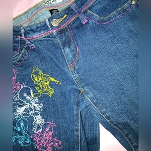 Fabulous AND Rare! NWOT LOT29 Tweety Bird Embroidered Jeans, Jr 7P